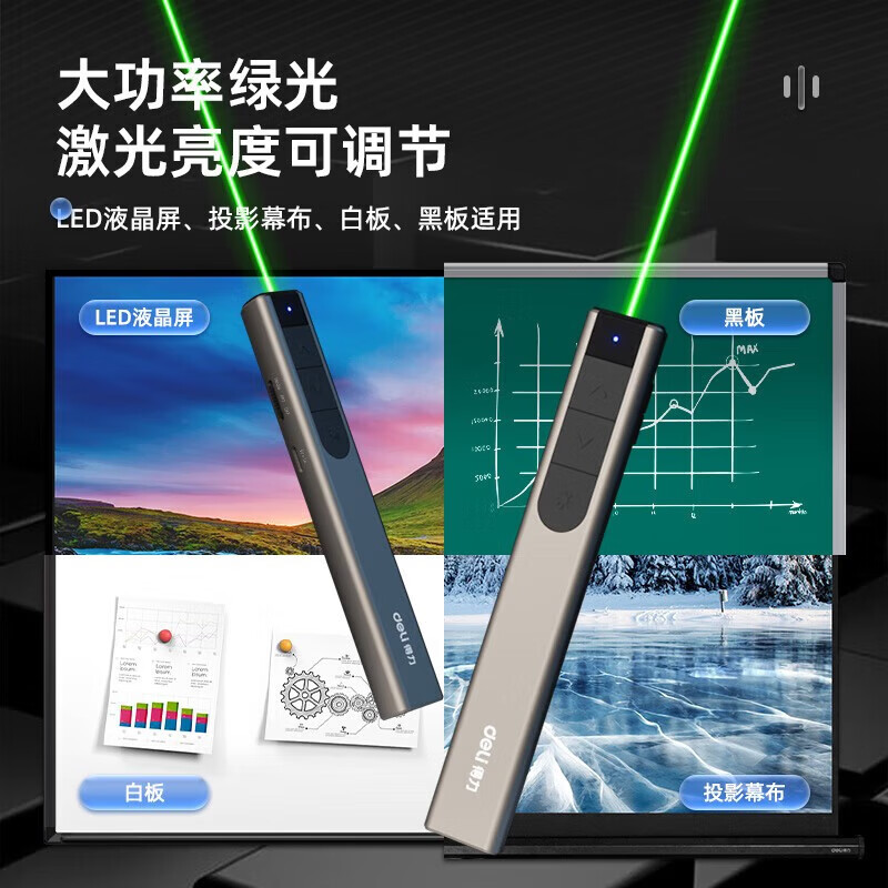 得力得力(deli)2812激光笔翻页笔led液晶屏幕布用会议指示绿光 标准