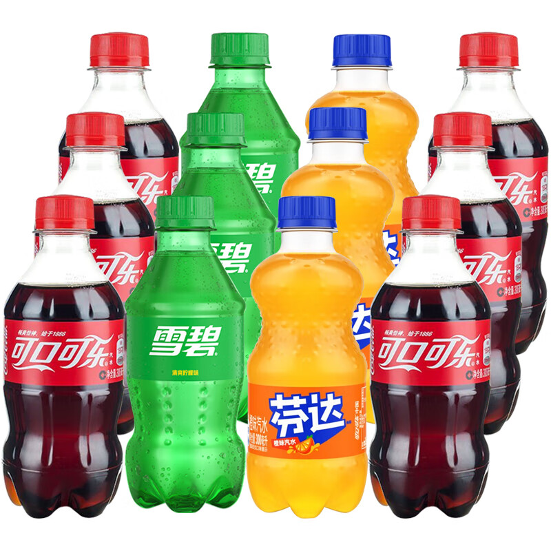 可口可乐（Coca-Cola）碳酸饮料整箱迷你小瓶装汽水便携装年货饮品饮料 可乐2+雪碧2+芬达2【共6瓶】