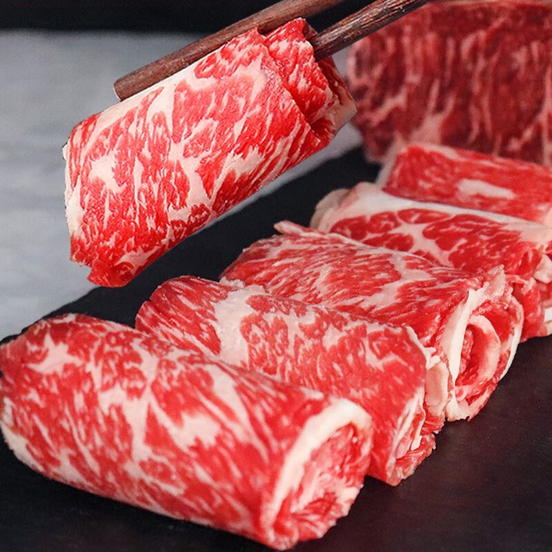 澳洲进口M5原切牛排边角料和牛谷饲牛排块牛肉片 澳洲进口安格斯牛肉卷250g*4盒装 95元