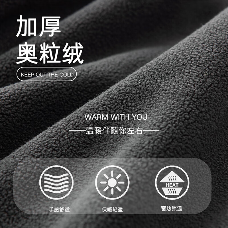 黑鲸海澜之家旗下潮牌夹克男秋冬新款加厚摇粒绒立领开衫男士保暖外套