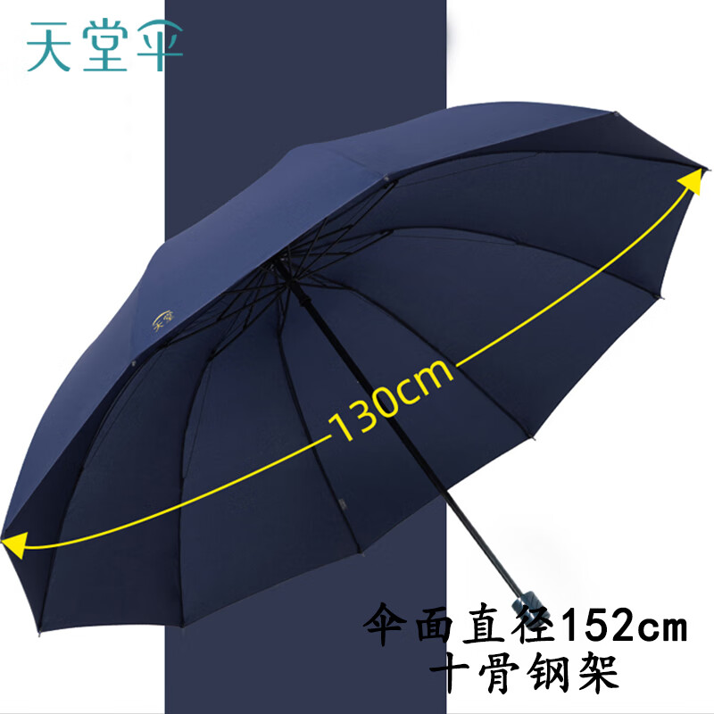 天堂傘晴雨傘定制logo印字十骨加大純色商務(wù)男女黑膠單人雙人折疊廣告?zhèn)?【傘下130cm三人】巖石藍(lán)