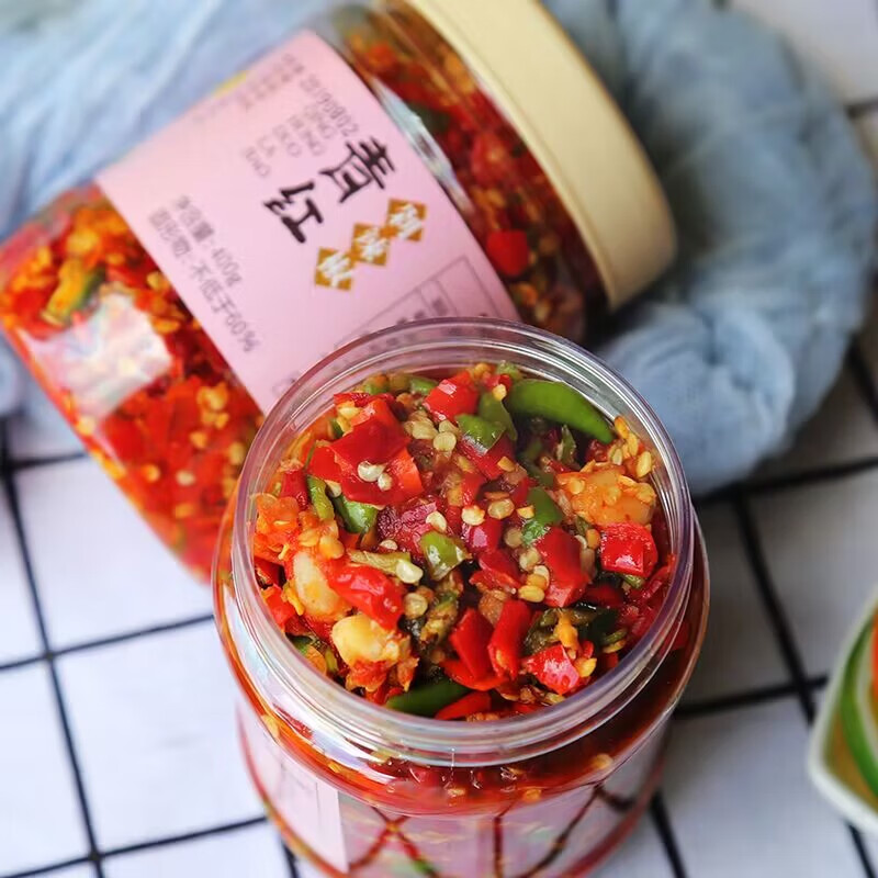 隽颜堂江西农家腌制特产剁辣椒蒜蓉青红剁椒酱下饭菜瓶装辣椒酱腌辣椒