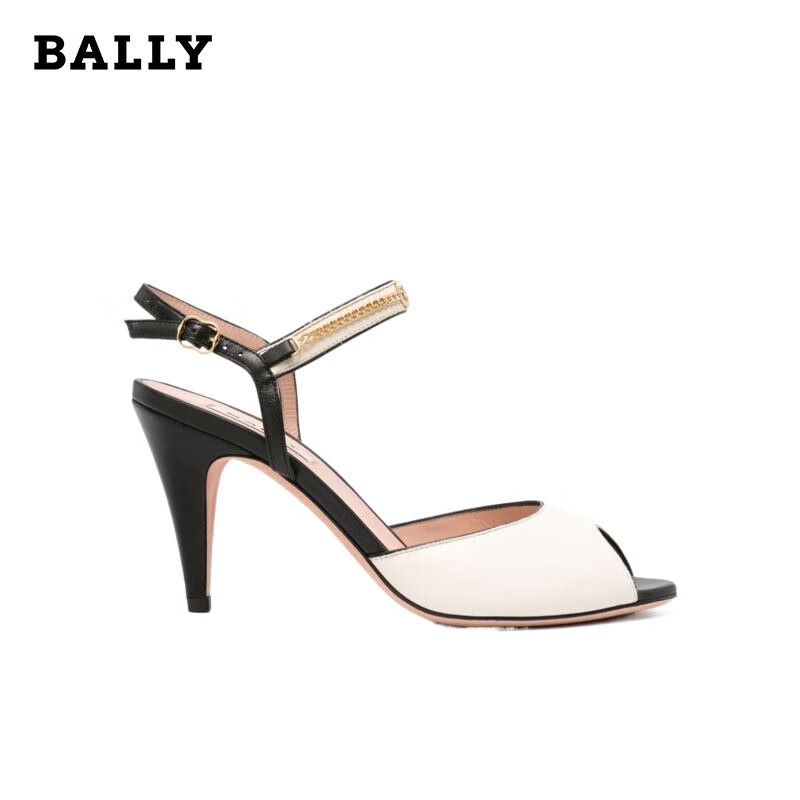 巴利(bally)七夕礼物 编辑精选女士徽标高跟凉鞋 lambplain white