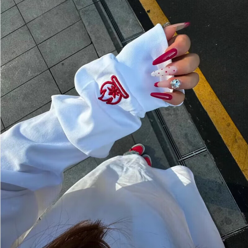 POUMburning小火苗火焰刺绣卫衣男款秋冬美式无帽重磅长袖T恤情侣外套 BJZXF-X1522黑色 L 110-130斤