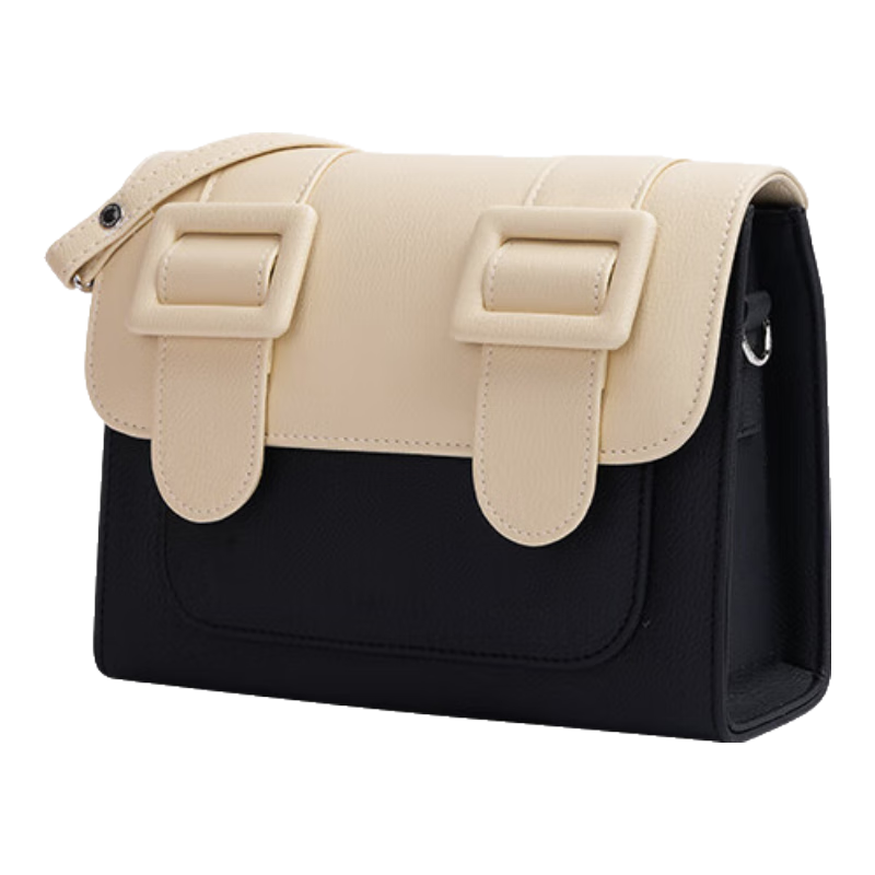 MERIMIES麥瑞迷官方 泰國(guó)劍橋包M號(hào)拼色 單肩郵差包斜挎包女包 黑拼奶油M