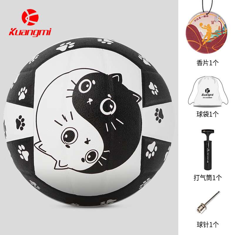 狂迷太极猫排球5号中考学生训练专用生日礼物刻字男女软皮硬排 5号 排球+打气礼包