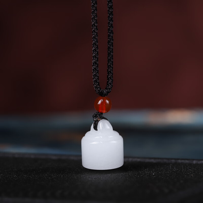 刻名字方篆刻东陵玉石圆形吊坠饰品生日礼物小众挂件 白色圆形吊坠