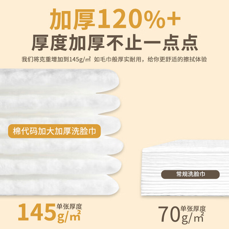 棉代码 洗脸巾一次性 加大加厚绵柔巾美容院大卷洁面巾珍珠纹擦脸巾 悬挂式 3包(EF纹 厚度145g/㎡)