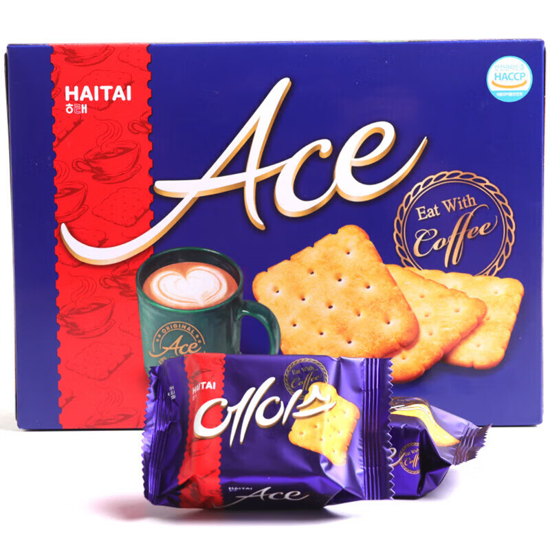 海太ACE苏打饼干364g 韩国进口独立包装咸味薄脆饼干 休闲零食品 原