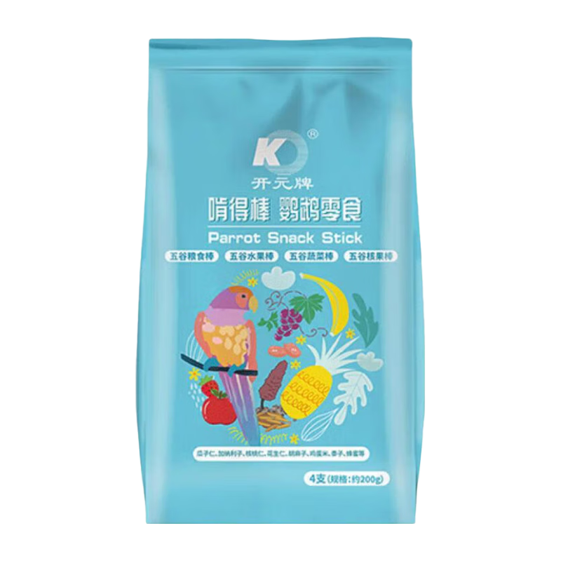开元（KO） 开元啃得棒玄凤牡丹虎皮鹦鹉专用零食鸟食磨牙棒啃咬玩具4支 啃得棒