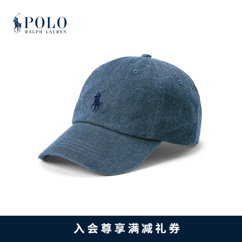 Polo Ralph Lauren 拉夫劳伦 男女同款 24年春靛蓝牛仔棉布棒球帽RL52955 400-蓝色 ONE