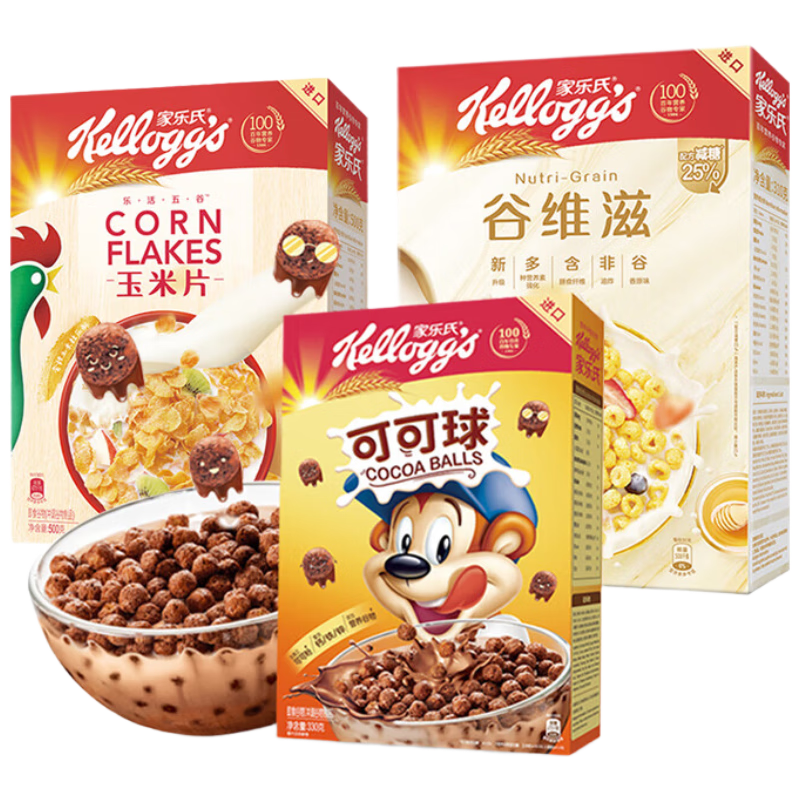 ڲϣKelloggƬ(ɿ330g+Ƭ500g+ά310g)62.9Ԫ