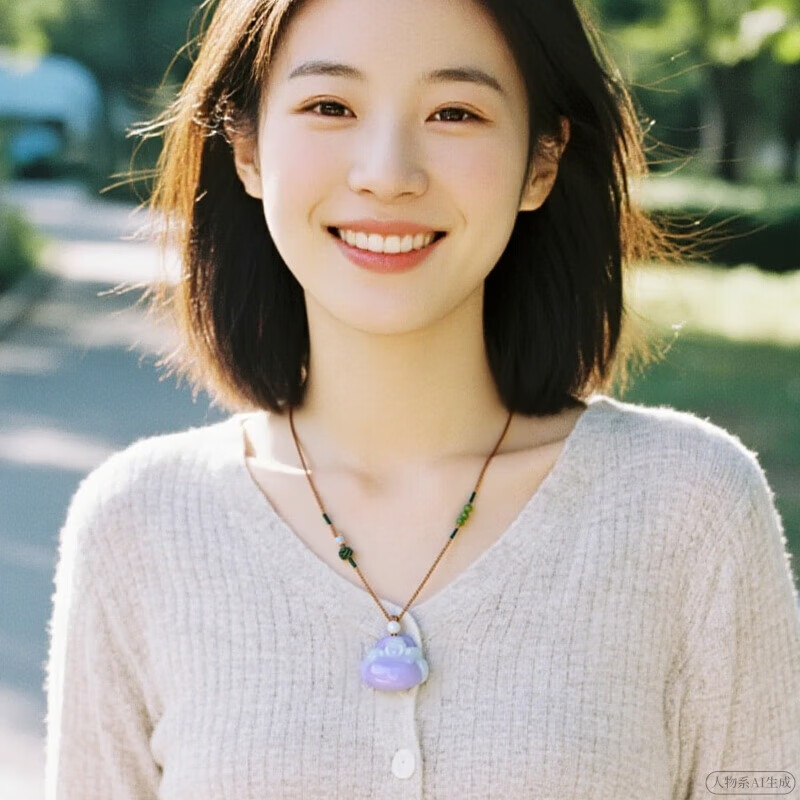 千载一玉孤品翡翠玉佛吊坠女士紫罗兰弥勒佛玉石项链九紫离火寓意福运相伴 款三 QZB623