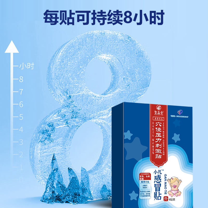 圣孟堂小儿感冒贴 宝宝流鼻涕鼻塞打喷嚏鼻子不通气咳嗽感冒发烧退热贴 1盒试用装【不划算 贵在运费】6贴/盒