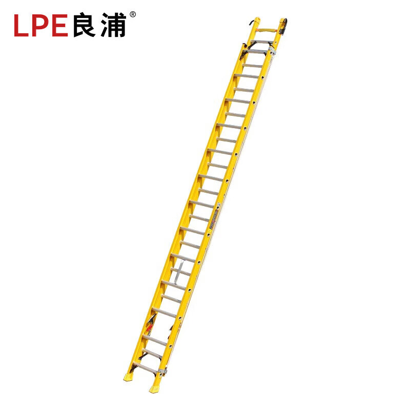 良浦梯子家用梯玻璃鋼絕緣梯升降梯工程梯伸縮梯電工電力加厚帶掛鉤 兩聯(lián)絕緣升降梯 4米