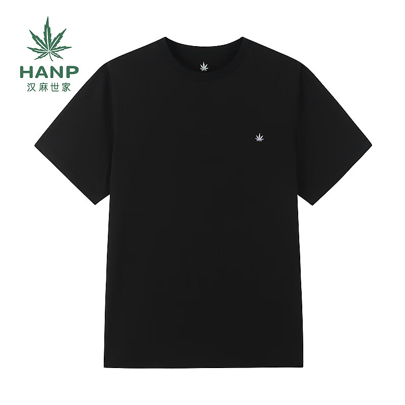 汉麻世家(HANP)男士短袖T恤 黑色 L