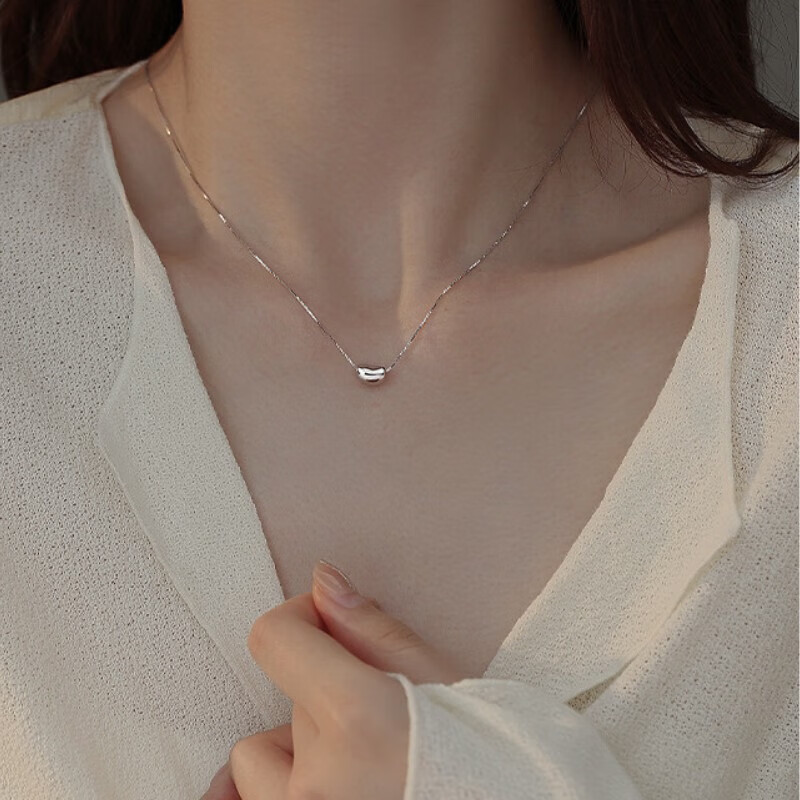 御狮航 S999足银豆豆相思情送女朋友老婆母亲闺蜜节日七夕生日礼物饰品 银豆豆项链-品牌礼盒 赠权威证书(克重约2g)