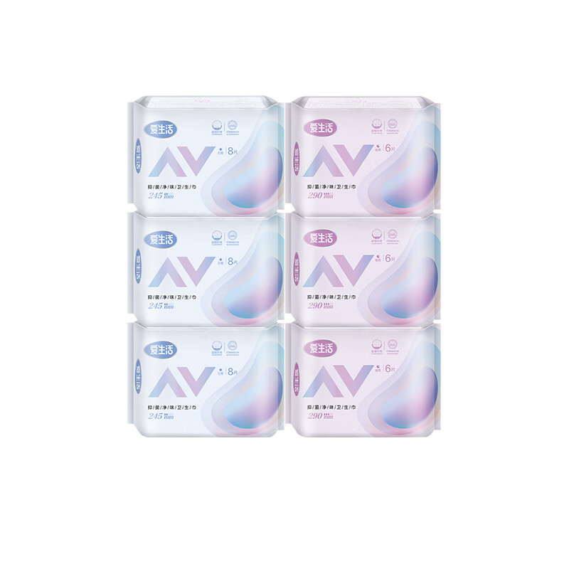 爱生活绿叶爱生活卫生巾日夜用卫生巾整箱组合装抑菌卫生巾姨妈巾 日用*3包+夜用*3包