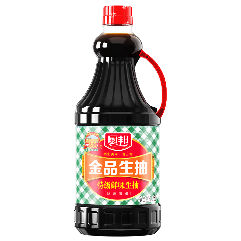 厨邦酱油 金品系列 生抽 酱油【特级黄豆酱油】1.25L 酿造酱油 调味品