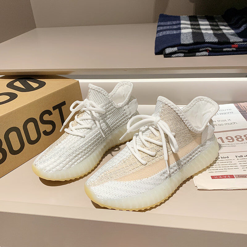 椰子鞋女2023年秋季350v2运动鞋男夏季透气百搭休闲跑步鞋子ins 奶油