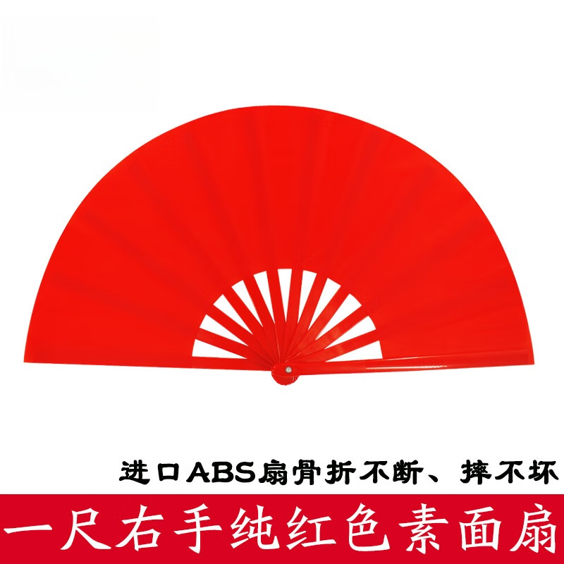 賽普達(dá)太極扇子功夫扇牡丹扇響扇紅色中國(guó)武術(shù)扇舞蹈扇兒童功夫扇 26cm 紅色右手1尺素面