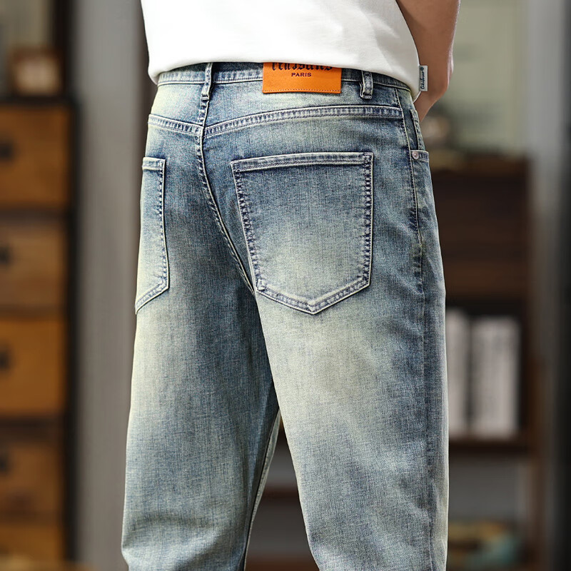劲霸春夏宽松直筒牛仔裤男男裤子高街男裤弹力裤子男微喇牛仔长裤男