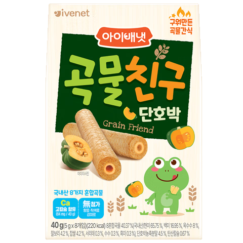 艾唯倪（ivenet）韩国原装进口谷物棒儿童磨牙零食南瓜味40g/盒保质期2025.7.30