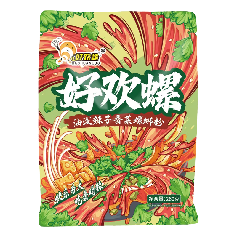 好欢螺油泼辣子香菜螺蛳粉260g广西柳州特产宵夜速食米粉螺狮粉