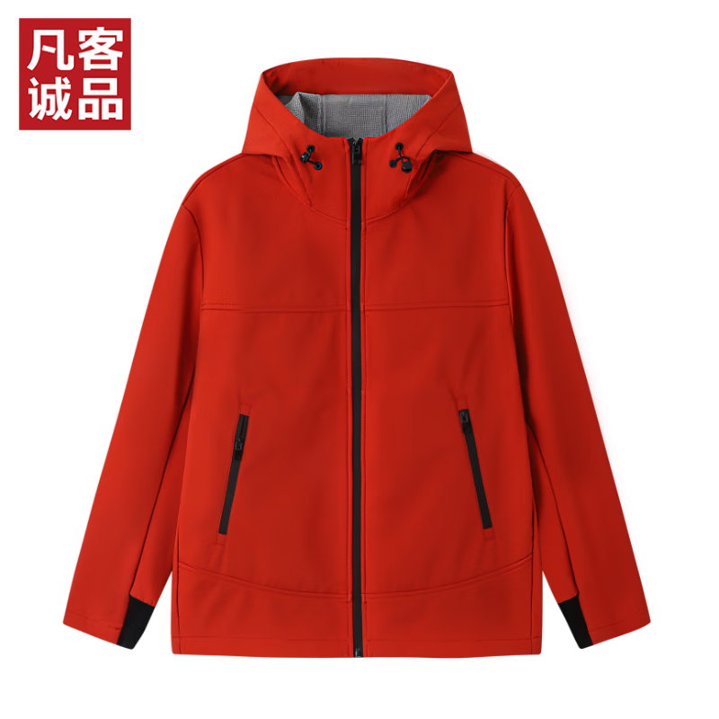 凡客诚品（VANCL）防水防风耐磨保暖钓鱼外套户外休闲运动软壳冲锋夹克 橙红色 XL /建议卡码拍大