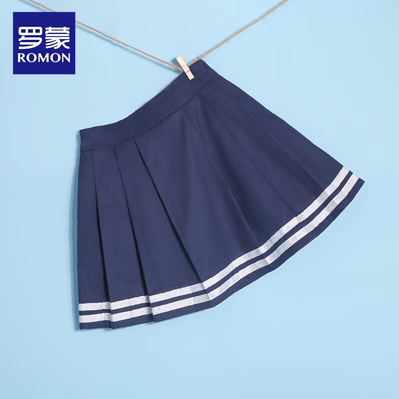 童裝氣質格紋素色百褶裙