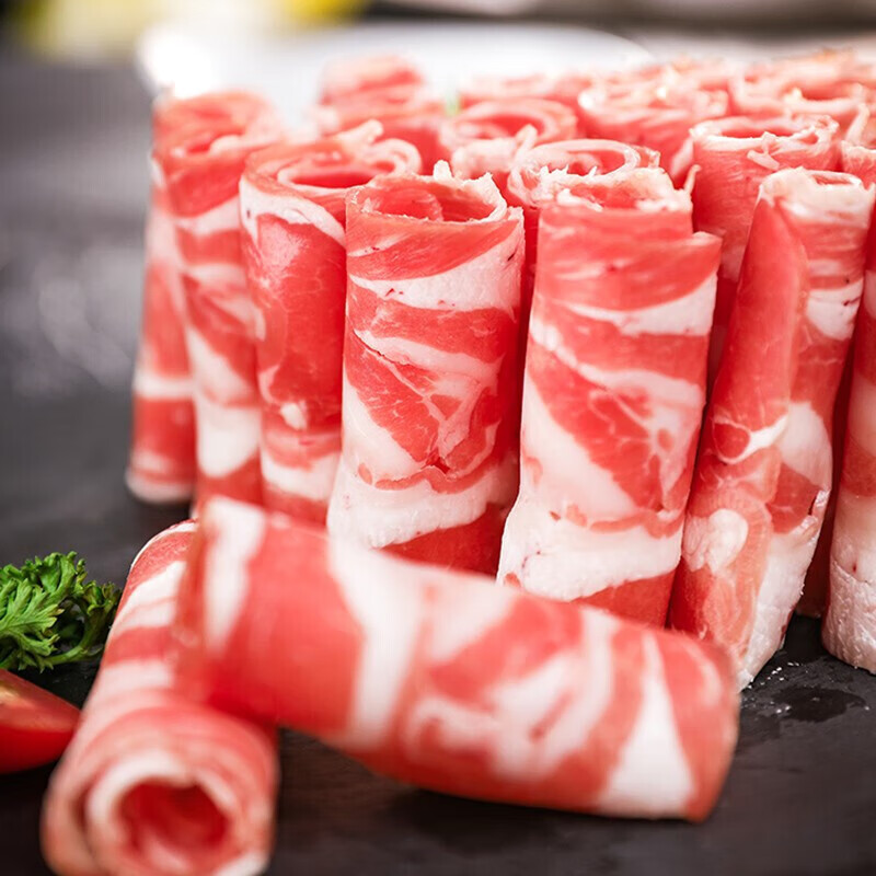 诺西贝源头直发 烧烤羔羊小切羊肉散养生鲜羊排烧烤羔羊 羊肉卷500g*3袋