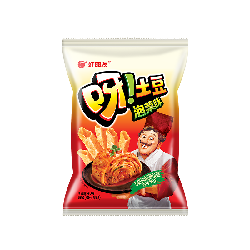 好丽友（ORION）呀土豆好友趣零食薯片休闲零食薯条膨化食品宿舍办公室解馋小零食 【呀土豆28选10包】泡菜味40g