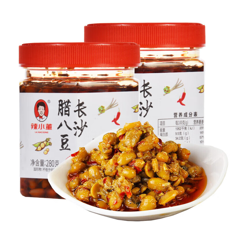 辣小董長沙臘八豆湖南香辣下飯菜黃豆醬即食豆瓣醬菜拌面拌飯 長沙臘八豆280g*2瓶
