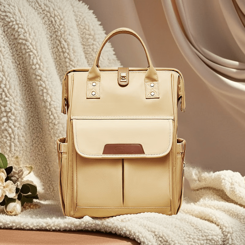 卡迪派带娃包母婴春节外出轻便高颜值妈咪包2025新款大容量双肩包 奶茶 奶茶棕标准锁扣款