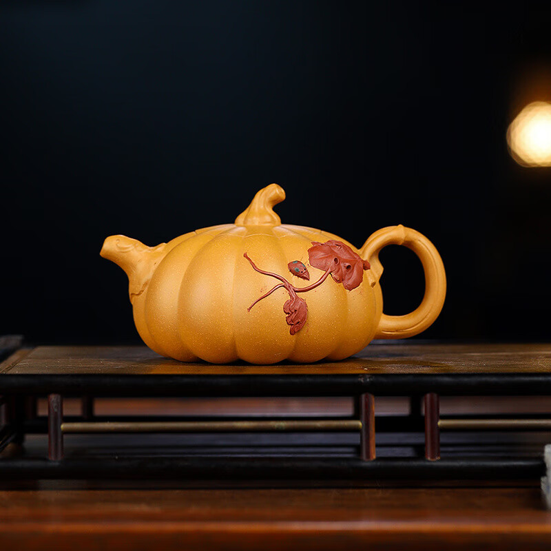 PJ工厂直发原矿黄金段泥手工南瓜壶宜兴紫砂壶茶具家用泡茶紫砂茶 壶黄金段泥
