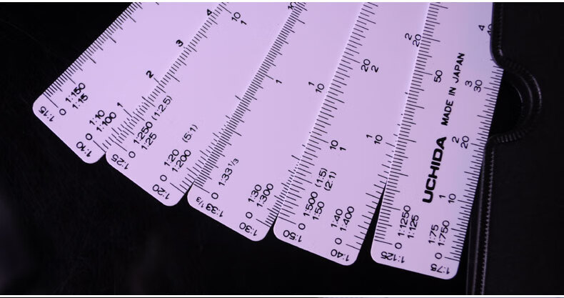 施德樓(STAEDTLER)(UCHIDA)內(nèi)田進(jìn)口扇型比例尺設(shè)計(jì)用品繪圖尺多比例尺軟比例尺