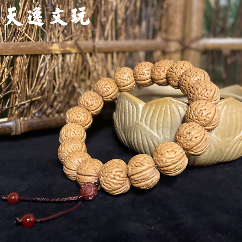件手持手串18颗天然野生苹果圆矮桩磨盘成人文玩 苹果圆莲花手持18颗