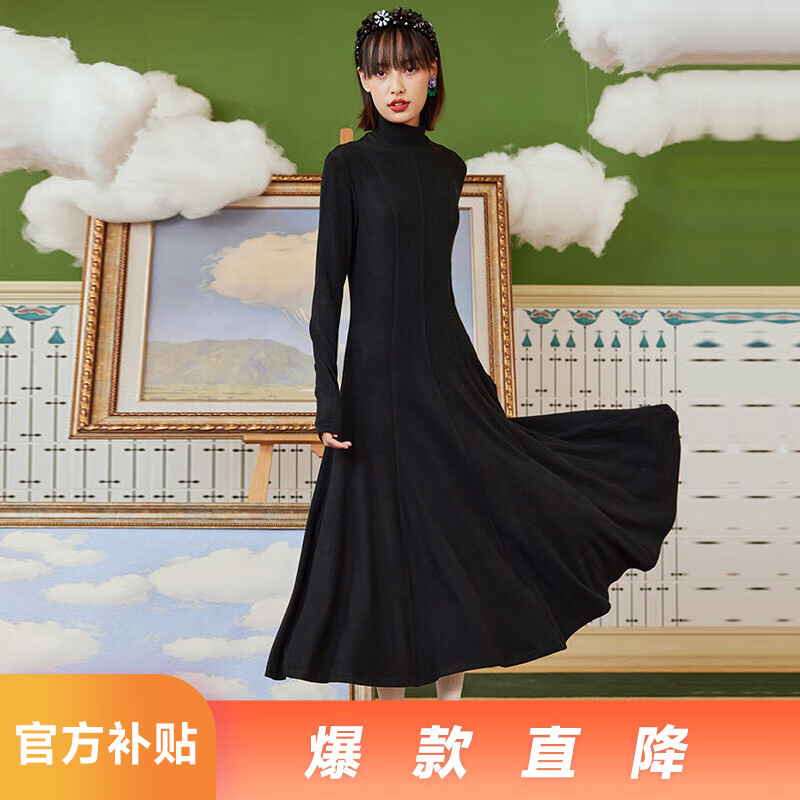 ���ڲ�������������֯�������ȹŮ�ﶬ�¿��ɫ���ݴ��ȹ����ȹ�������붬 ��ɫ M