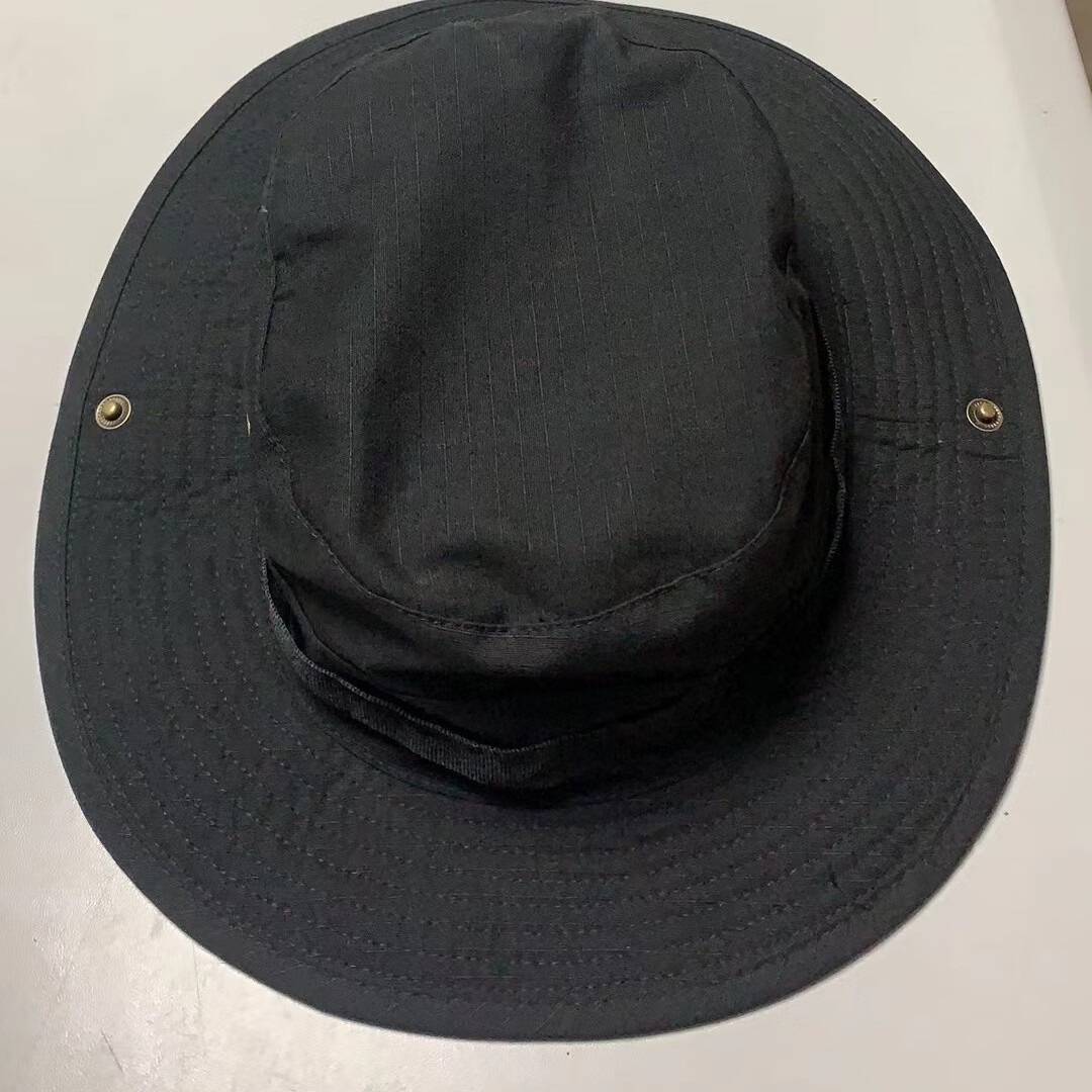 圆边帽夏季奔尼帽遮阳防晒透气渔夫帽 黑色帽子迷彩帽保安作训帽 黑色