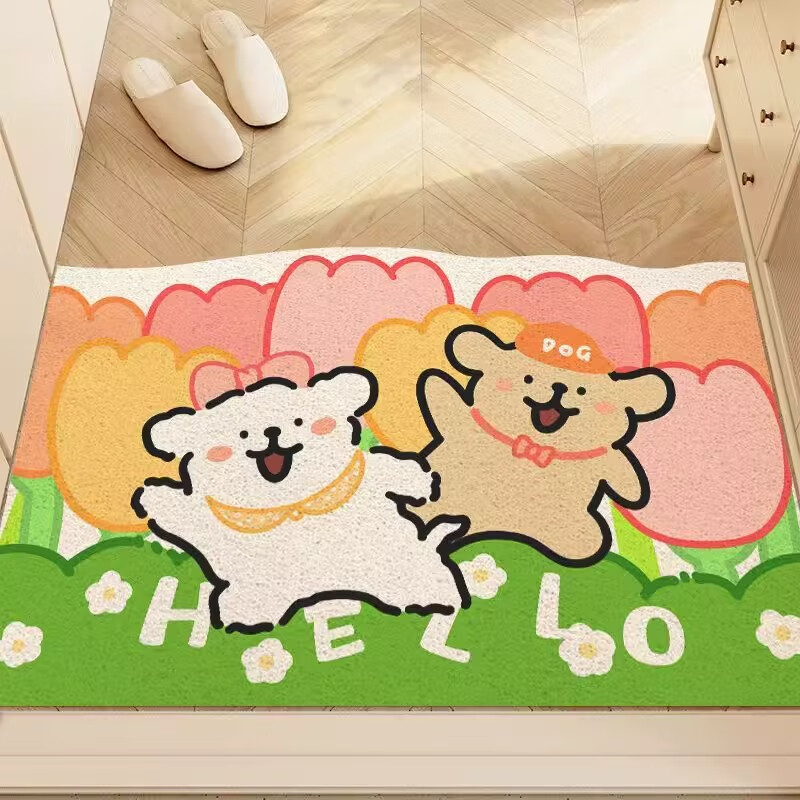 门地垫可爱玄关耐脏门外蹭土脚垫可爱小狗进门门口门垫 打招呼小狗 40