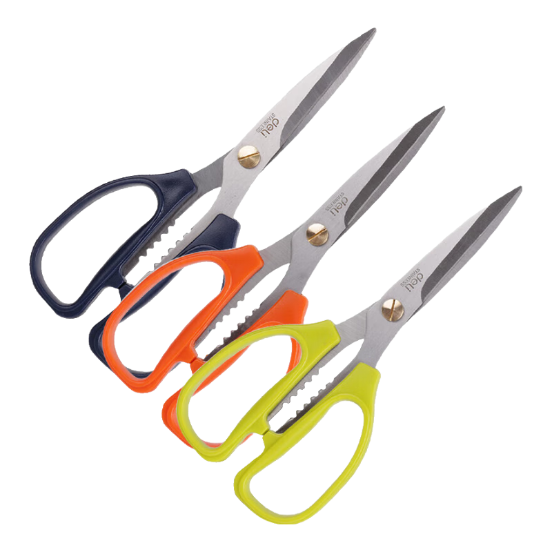 得力(deli)193mm大号家用剪刀 可夹核桃 不锈钢尖头剪刀 手工缝纫办公剪子 混色6039