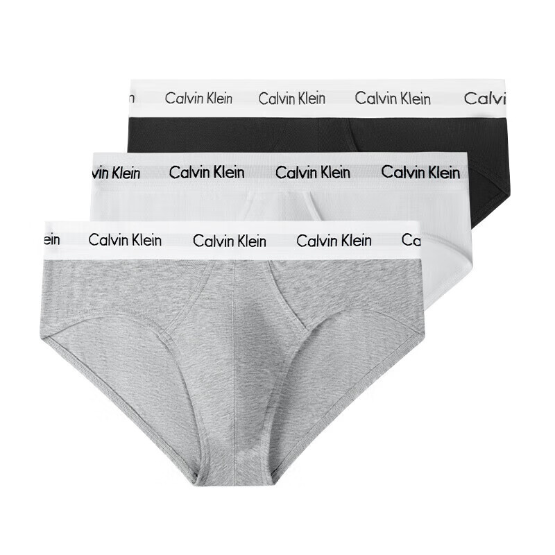 Calvin Klein CK男士时尚舒适三角内裤 3条装 0000U2661G 黑白灰-三角款 XL 