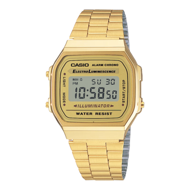 卡西欧(casio)手表 金色数显小方块计时闹钟多功能户外运动男女防水