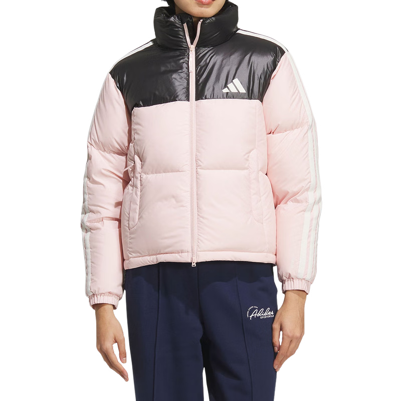 阿迪达斯 （adidas）羽绒服女装 冬季新款官方网三条纹休闲运动服保暖立领短款羽绒服 KC2483 S
