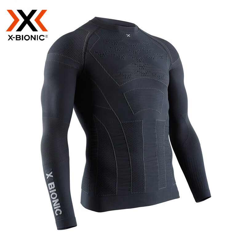 XBIONIC全新4.0激能摩托车贴身层男士骑行保暖衣裤吸湿排汗保暖套装 上衣：炭黑/珍珠灰 L