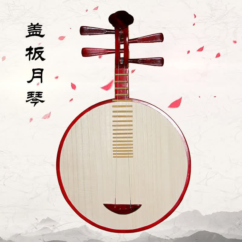 民族月琴 花梨月琴月琴西皮二黄京剧月琴乐器 盖板月琴两根弦(送琴包