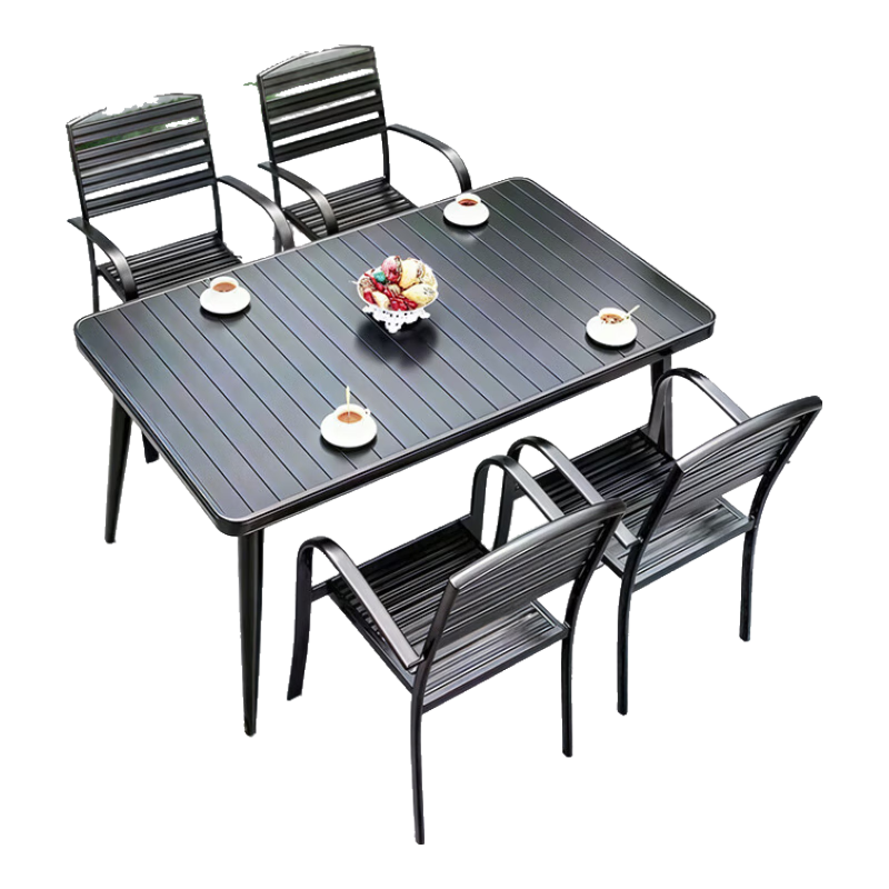 獵鋼狼（Letgone wolves）戶外桌椅別墅庭院花園露天陽臺鋁合金休閑簡約室外桌椅組合 【巴克椅】6椅+D120圓桌