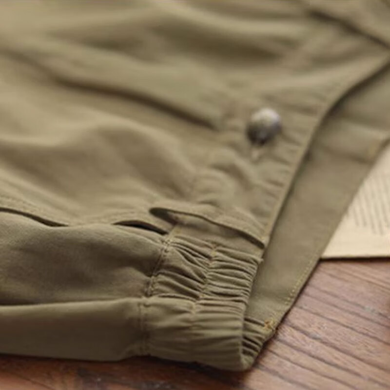 子牧棉麻2024秋装新款 女小脚哈伦裤工装裤萝卜休闲裤九分宽松裤子3277 军绿色 M(建议95-110斤)