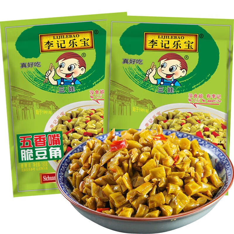 李記樂寶五香嘴脆豆角150g豇豆四川眉山泡菜酸豇豆泡豆角 脆豆角150g*6袋