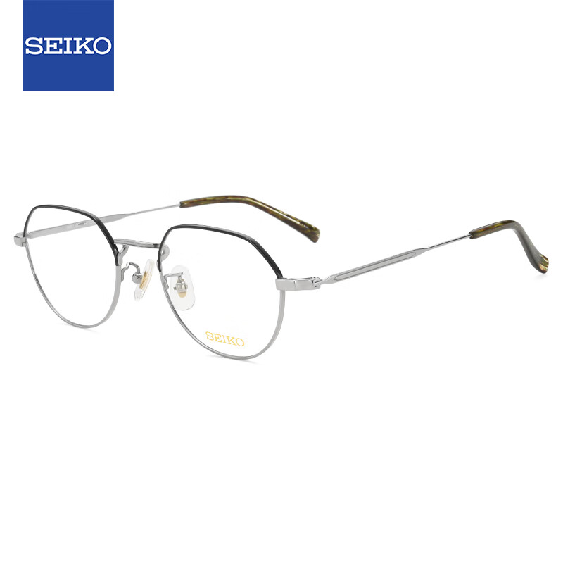 精工(SEIKO)眼镜框男女全框钛材休闲潮流近视镜架H03098 173 49mm灰色/哑黑色